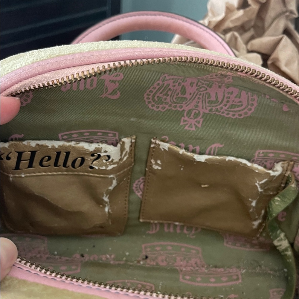 Vintage Juicy Couture Pink & Light Green Satchel with Light Green Pom Poms - Picture 11 of 16